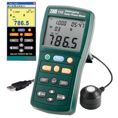 Digital Solar Power Meter Reader Pyranometer W/m2 Radiation Energy Cell Tester Auto Range ft2h BTU/ 